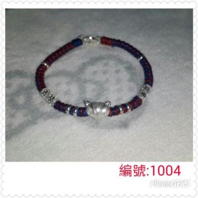 925純銀招桃花狐貍蠶絲蠟線手鍊